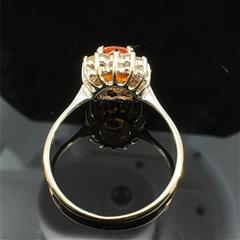 18K White Gold Diamond Oval Citrine Cocktail Ring 3.3g Size 7